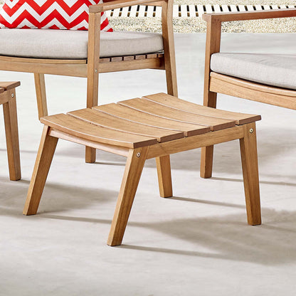 Breton Outdoor Patio Ash Wood Ottoman, Wood, Brown Natural, 18308