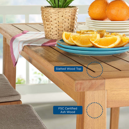 Riverlake 55" Outdoor Patio Ash Wood Bar Pub Table, Wood, Brown Natural, 18309