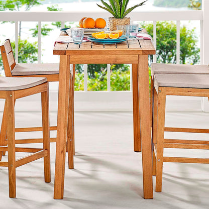 Riverlake 55" Outdoor Patio Ash Wood Bar Pub Table, Wood, Brown Natural, 18309