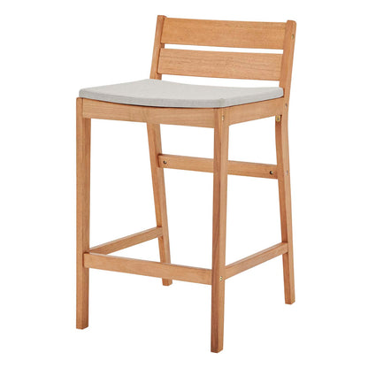 Riverlake Outdoor Patio Ash Wood Bar Stool, Wood, Brown Natural Taupe Gray, 18310