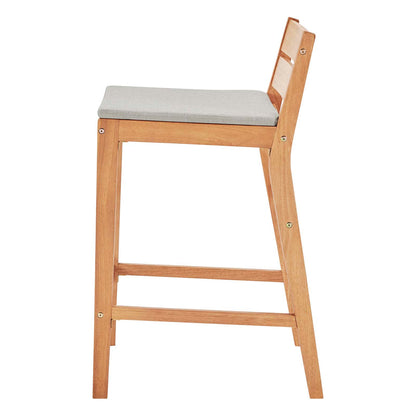 Riverlake Outdoor Patio Ash Wood Bar Stool, Wood, Brown Natural Taupe Gray, 18310