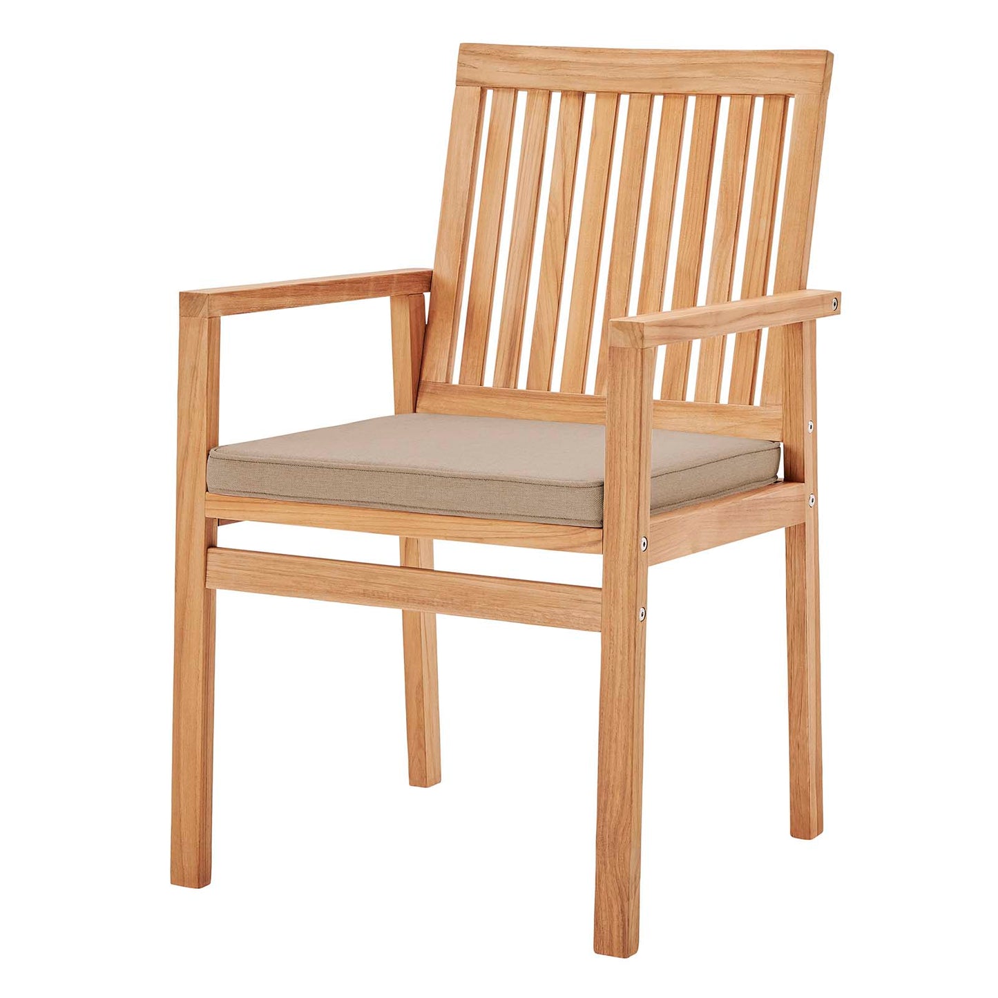 Farmstay Outdoor Patio Teak Wood Dining Armchair, Wood, Brown Natural Taupe Gray, 18312