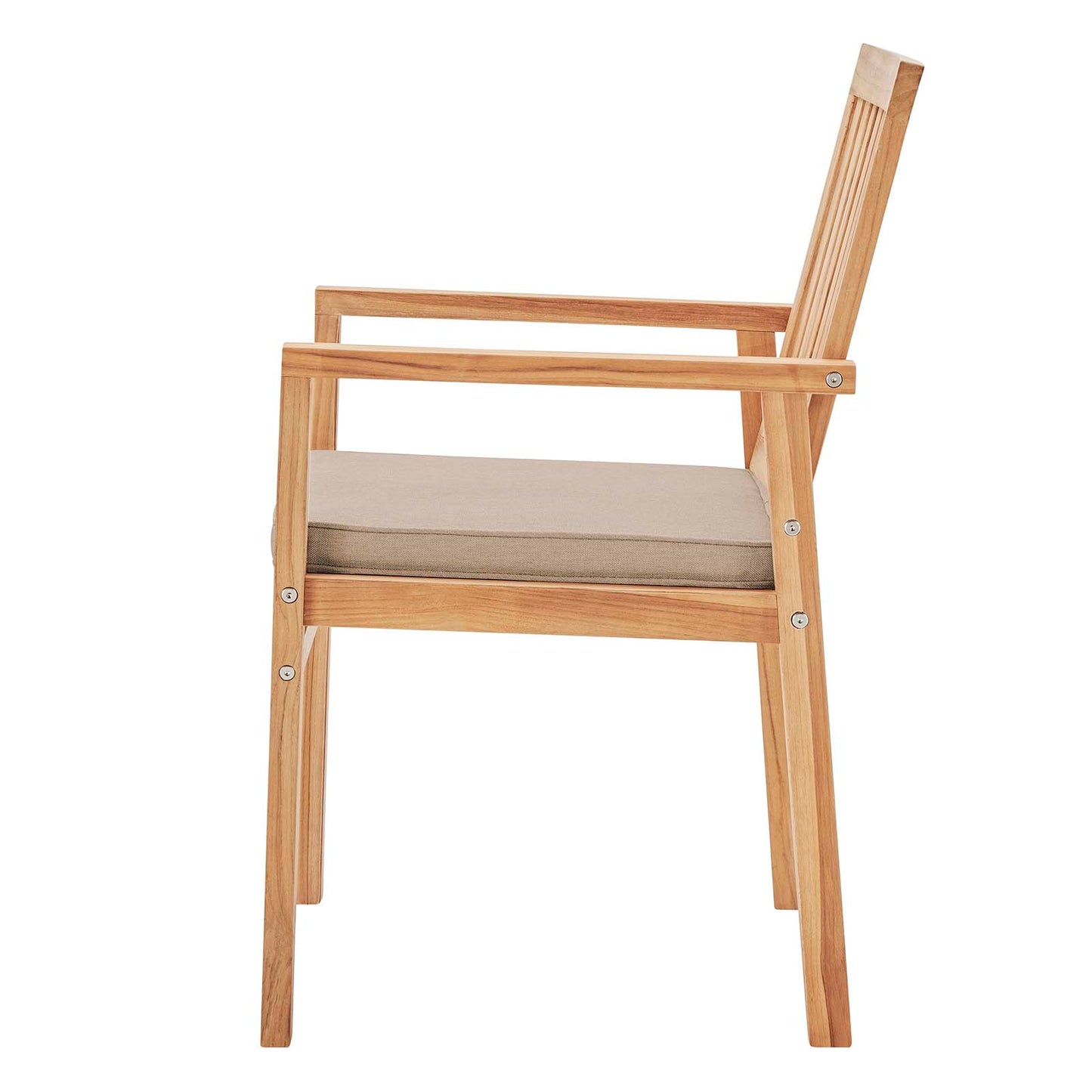 Farmstay Outdoor Patio Teak Wood Dining Armchair, Wood, Brown Natural Taupe Gray, 18312