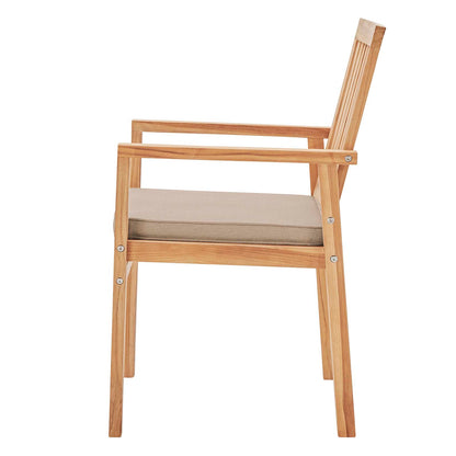 Farmstay Outdoor Patio Teak Wood Dining Armchair, Wood, Brown Natural Taupe Gray, 18312