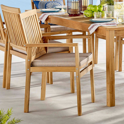 Farmstay Outdoor Patio Teak Wood Dining Armchair, Wood, Brown Natural Taupe Gray, 18312