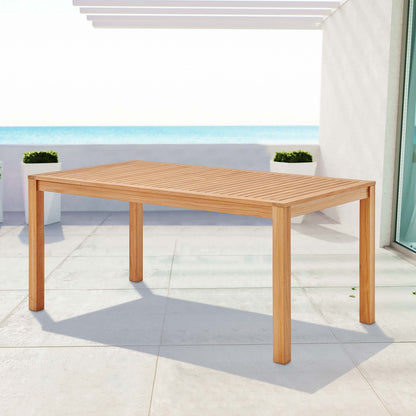 Farmstay 63" Rectangle Outdoor Patio Teak Wood Dining Table, Wood, Brown Natural, 18313