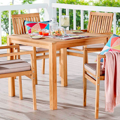 Farmstay 36" Square Outdoor Patio Teak Wood Dining Table, Wood, Brown Natural, 18314