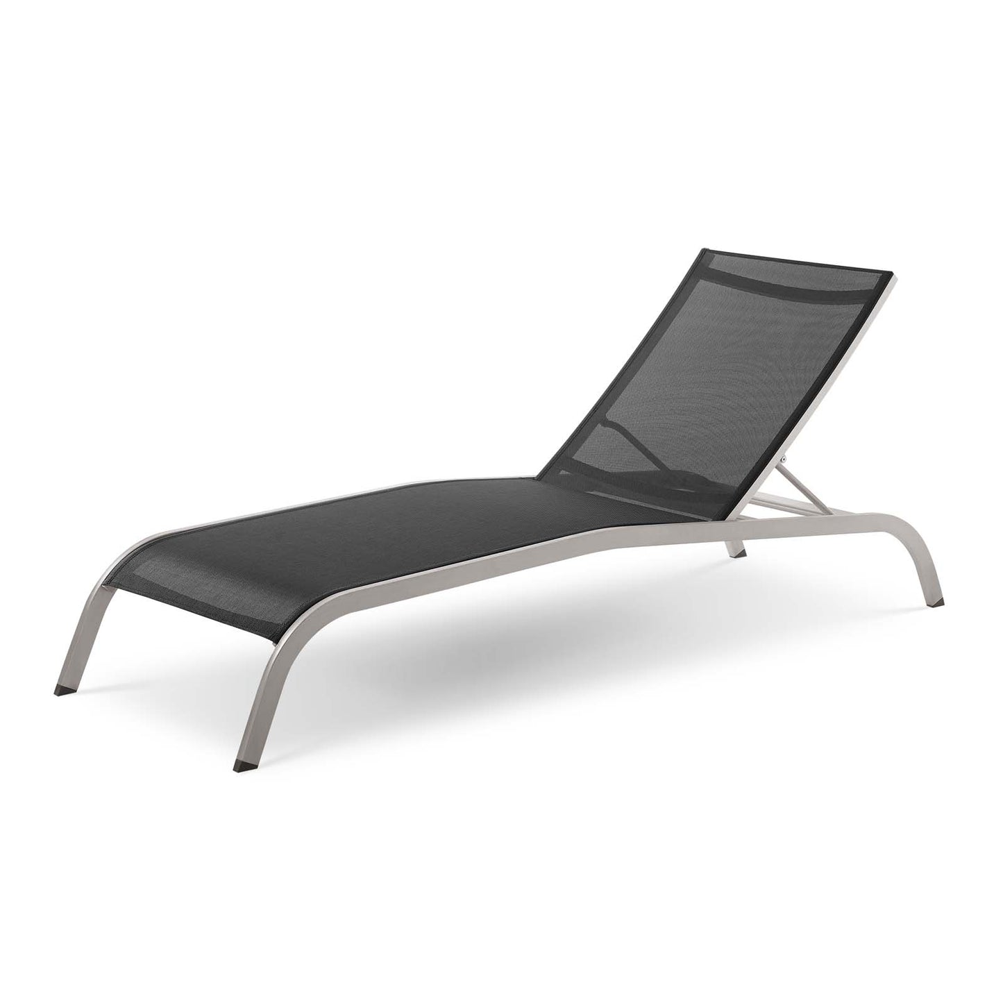 Savannah Outdoor Patio Mesh Chaise Outdoor Patio Lounge Chair, Aluminum, Black, 18077