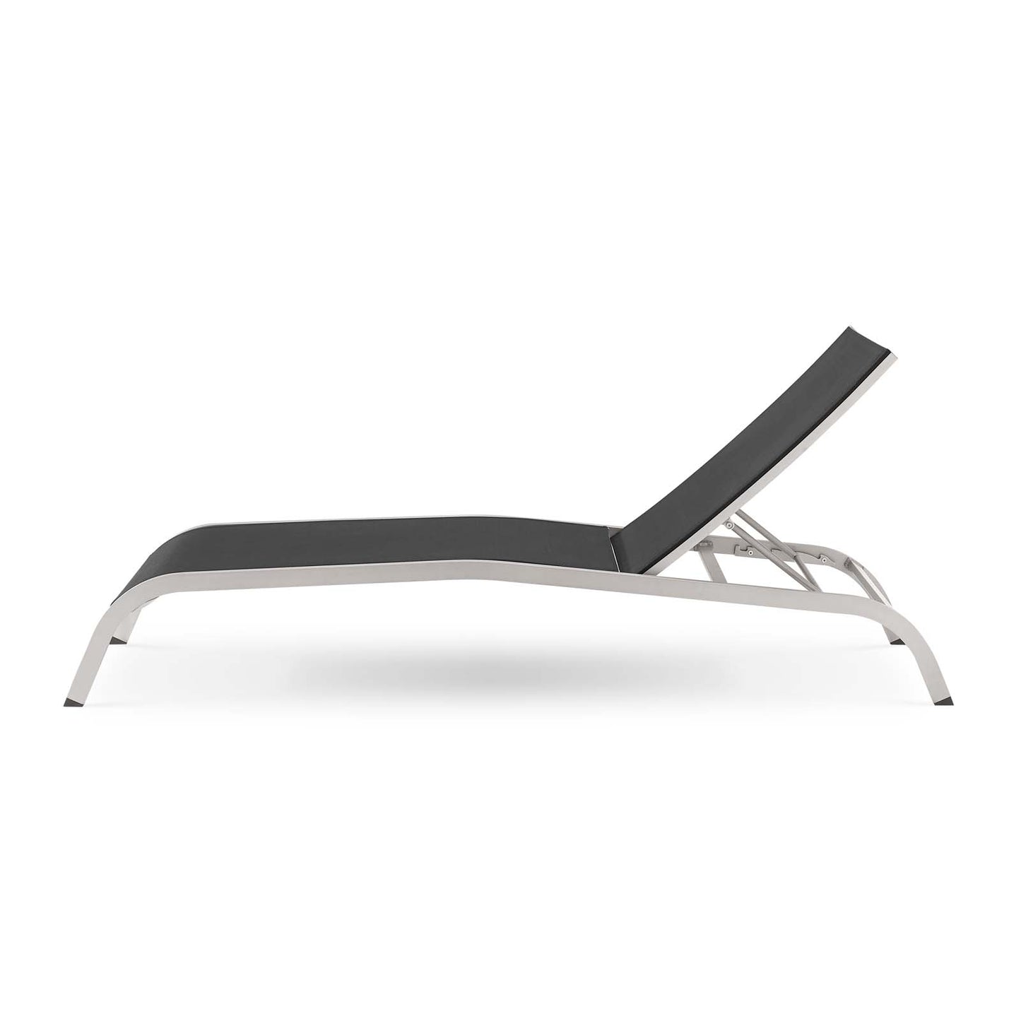Savannah Outdoor Patio Mesh Chaise Outdoor Patio Lounge Chair, Aluminum, Black, 18077