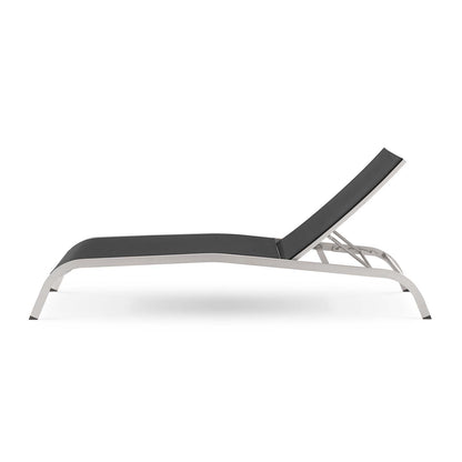 Savannah Outdoor Patio Mesh Chaise Outdoor Patio Lounge Chair, Aluminum, Black, 18077