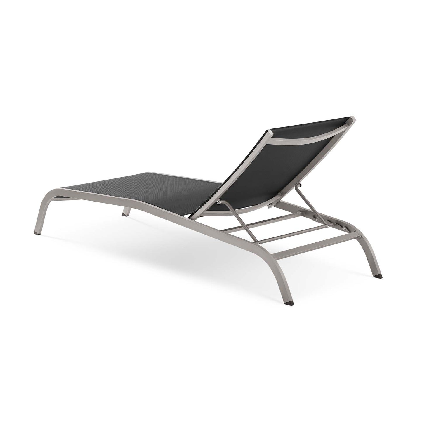 Savannah Outdoor Patio Mesh Chaise Outdoor Patio Lounge Chair, Aluminum, Black, 18077