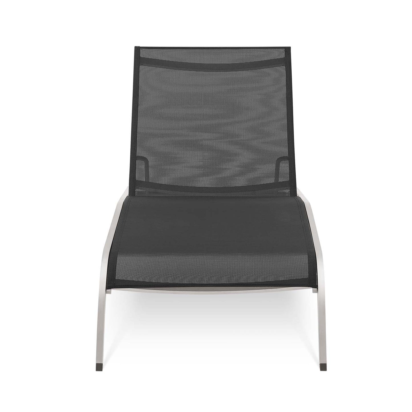 Savannah Outdoor Patio Mesh Chaise Outdoor Patio Lounge Chair, Aluminum, Black, 18077
