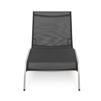 Savannah Outdoor Patio Mesh Chaise Outdoor Patio Lounge Chair, Aluminum, Black, 18077