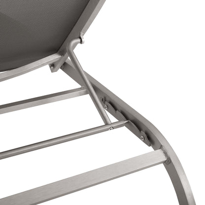 Savannah Outdoor Patio Mesh Chaise Outdoor Patio Lounge Chair, Aluminum, Grey Gray, 18078
