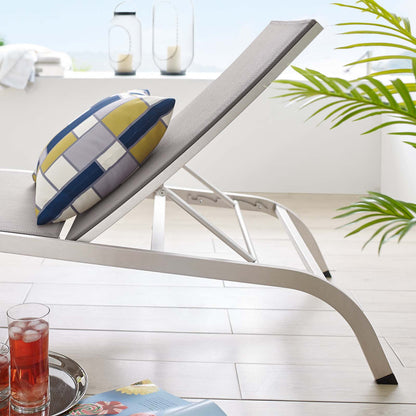 Savannah Outdoor Patio Mesh Chaise Outdoor Patio Lounge Chair, Aluminum, Grey Gray, 18078