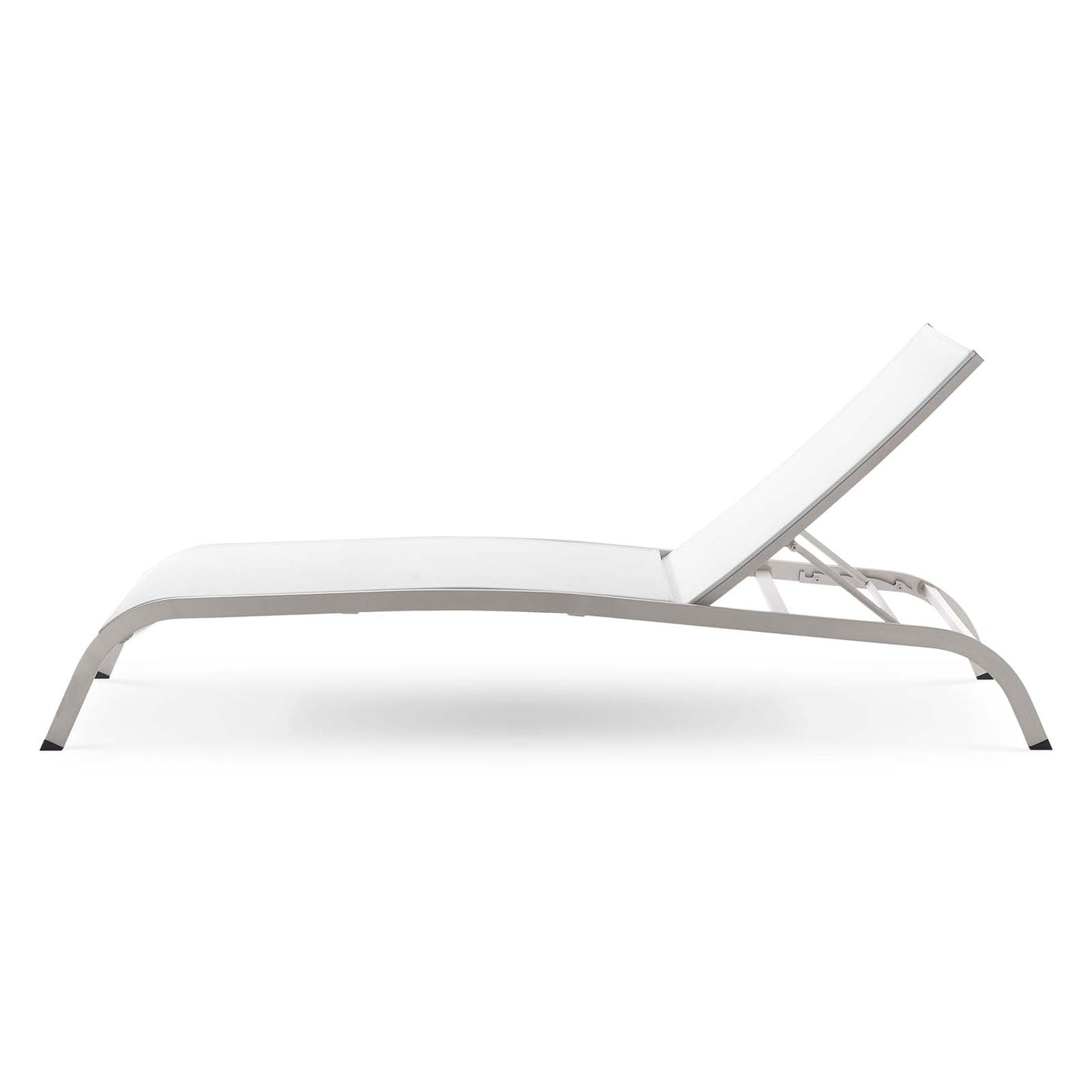 Savannah Outdoor Patio Mesh Chaise Outdoor Patio Lounge Chair, Aluminum, White, 18079
