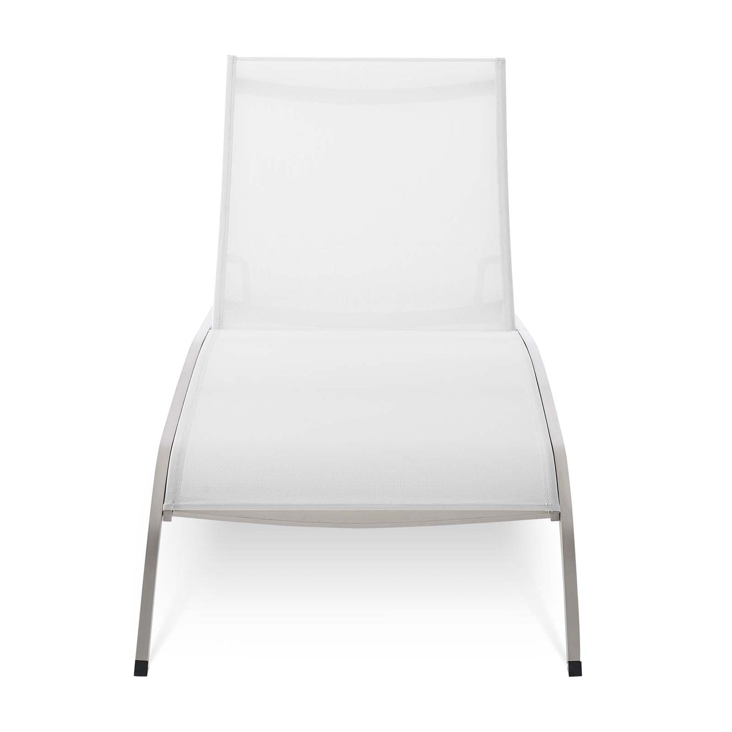 Savannah Outdoor Patio Mesh Chaise Outdoor Patio Lounge Chair, Aluminum, White, 18079