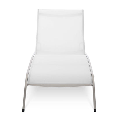 Savannah Outdoor Patio Mesh Chaise Outdoor Patio Lounge Chair, Aluminum, White, 18079
