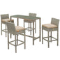 Conduit 5 Piece Outdoor Patio Wicker Rattan Set, Fabric Glass Rattan Wicker, Beige, 17576