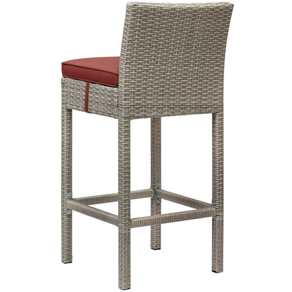 Conduit 5 Piece Outdoor Patio Wicker Rattan Set, Fabric Glass Rattan Wicker, Dark Red, 17578