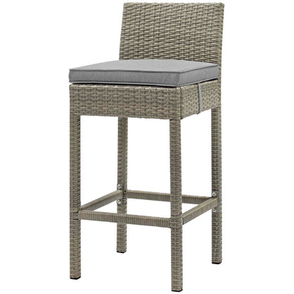 Conduit 5 Piece Outdoor Patio Wicker Rattan Set, Fabric Glass Rattan Wicker, Grey Gray, 17580
