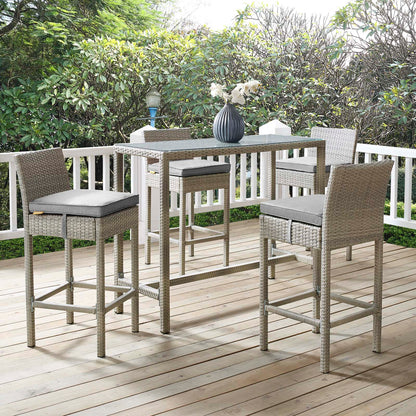 Conduit 5 Piece Outdoor Patio Wicker Rattan Set, Fabric Glass Rattan Wicker, Grey Gray, 17580