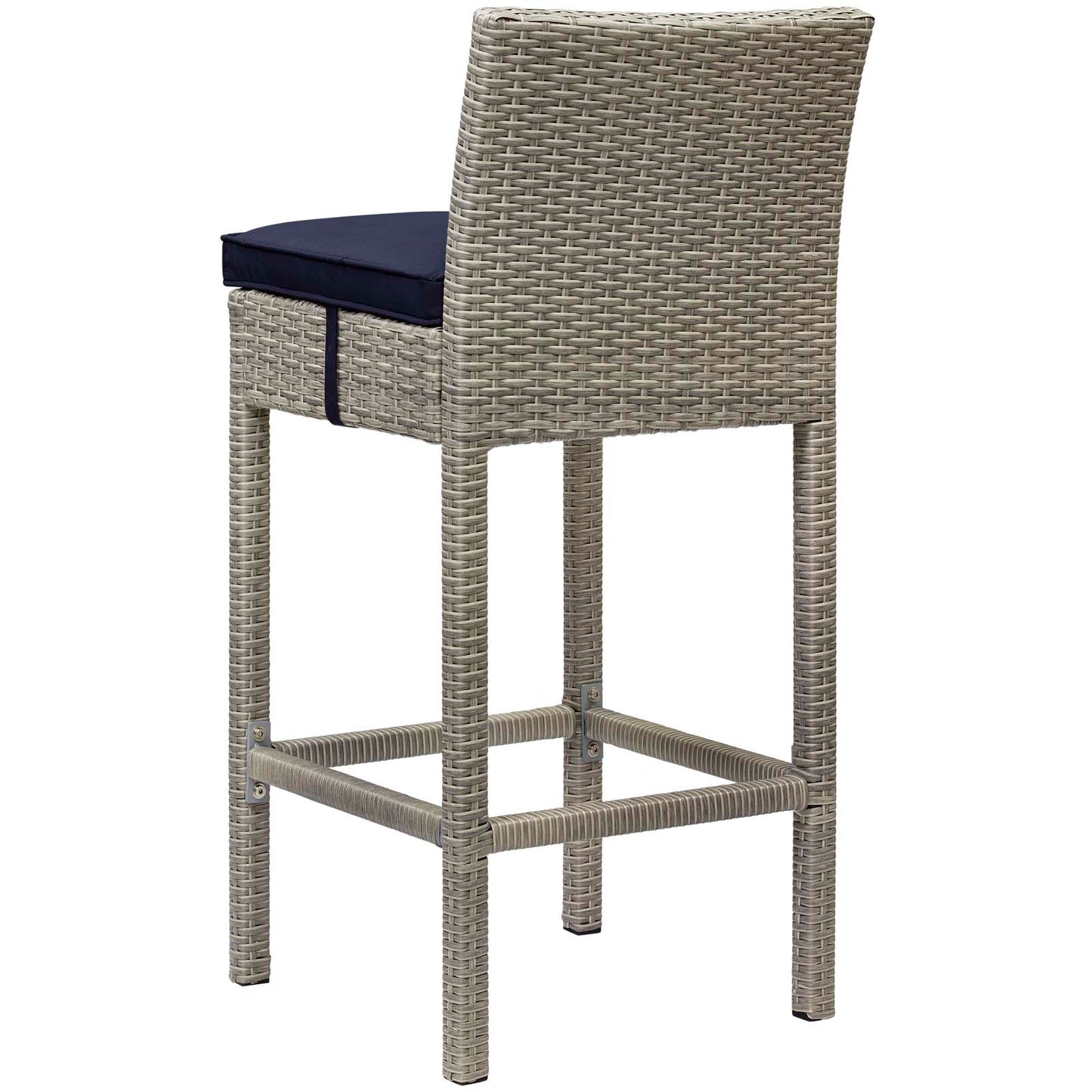 Conduit 5 Piece Outdoor Patio Wicker Rattan Set, Fabric Glass Rattan Wicker, Navy Blue, 17582