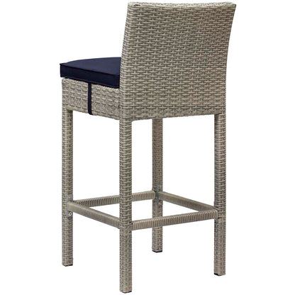 Conduit 5 Piece Outdoor Patio Wicker Rattan Set, Fabric Glass Rattan Wicker, Navy Blue, 17582
