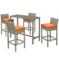 Conduit 5 Piece Outdoor Patio Wicker Rattan Set, Fabric Glass Rattan Wicker, Orange, 17583