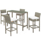 Conduit 5 Piece Outdoor Patio Wicker Rattan Set, Fabric Glass Rattan Wicker, White, 17587