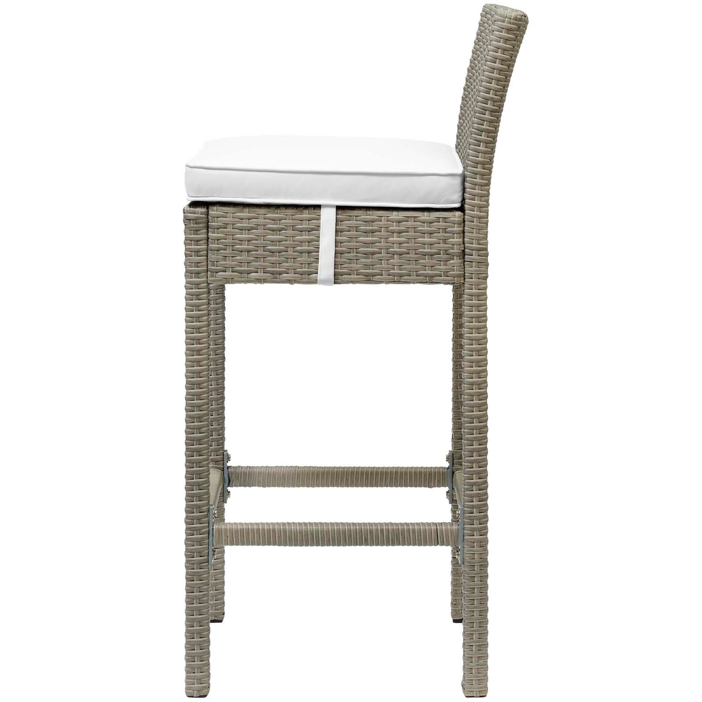 Conduit 5 Piece Outdoor Patio Wicker Rattan Set, Fabric Glass Rattan Wicker, White, 17587