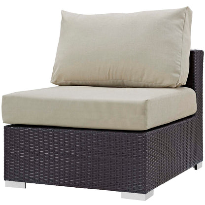 Convene 5 Piece Set Outdoor Patio with Fire Pit, Fabric Rattan Wicker, Beige, 17588