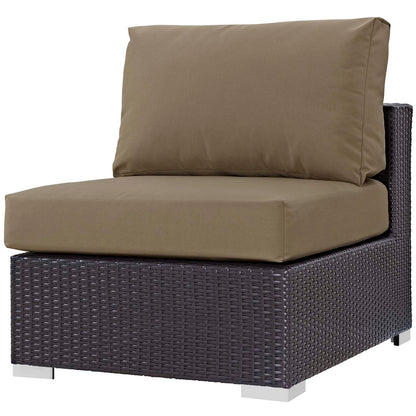 Convene 5 Piece Set Outdoor Patio with Fire Pit, Fabric Rattan Wicker, Light Brown, 17589