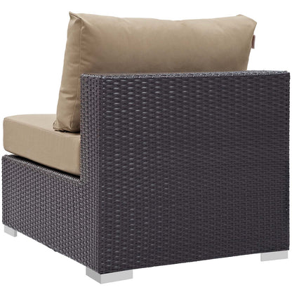 Convene 5 Piece Set Outdoor Patio with Fire Pit, Fabric Rattan Wicker, Light Brown, 17589