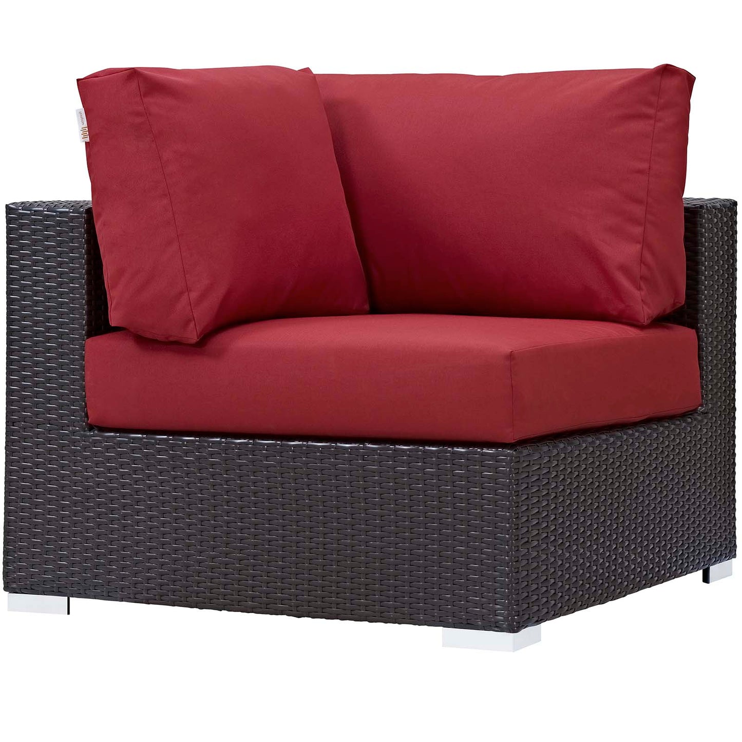 Convene 5 Piece Set Outdoor Patio with Fire Pit, Fabric Rattan Wicker, Red, 17590