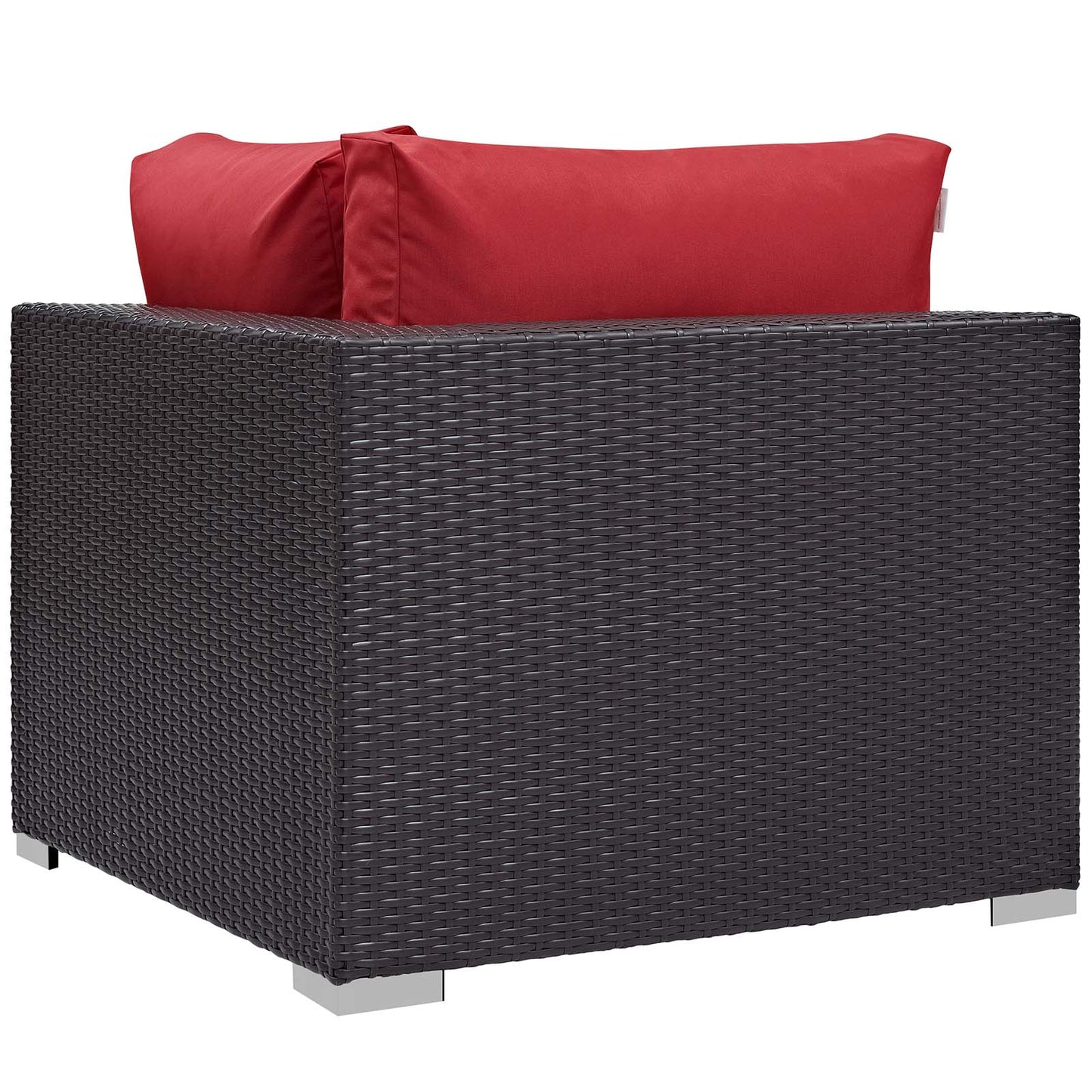 Convene 5 Piece Set Outdoor Patio with Fire Pit, Fabric Rattan Wicker, Red, 17590