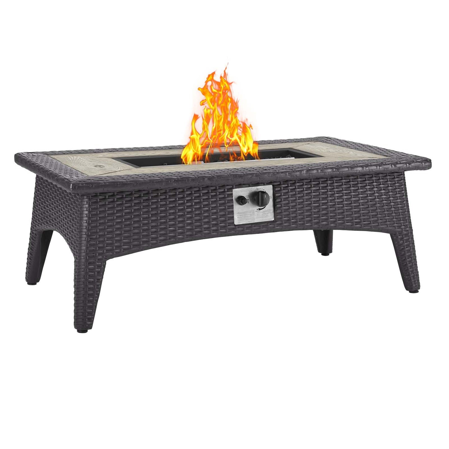 Convene 5 Piece Set Outdoor Patio with Fire Pit, Fabric Rattan Wicker, Red, 17590