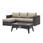 Convene 3 Piece Set Outdoor Patio with Fire Pit, Fabric Rattan Wicker, Beige, 17593