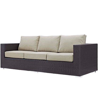 Convene 3 Piece Set Outdoor Patio with Fire Pit, Fabric Rattan Wicker, Beige, 17593