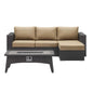 Convene 3 Piece Set Outdoor Patio with Fire Pit, Fabric Rattan Wicker, Light Brown, 17594