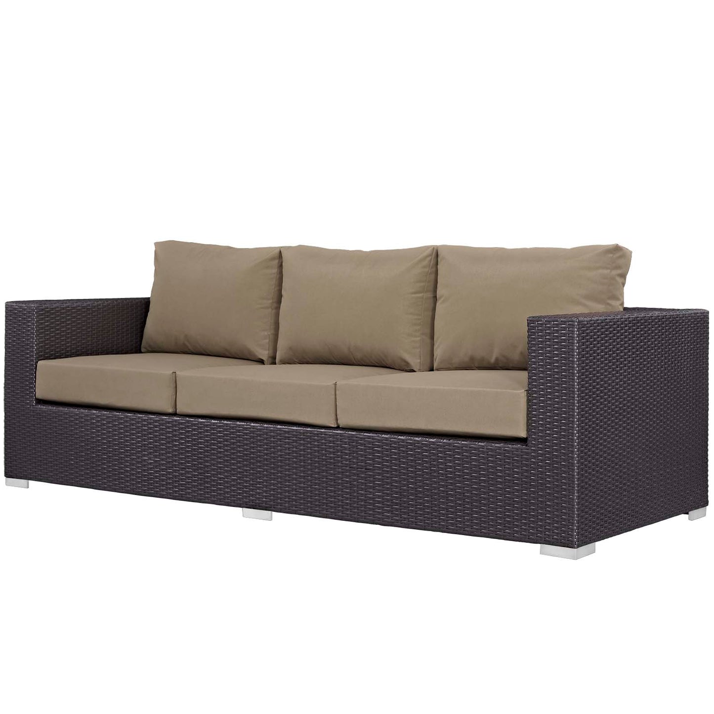 Convene 3 Piece Set Outdoor Patio with Fire Pit, Fabric Rattan Wicker, Light Brown, 17594