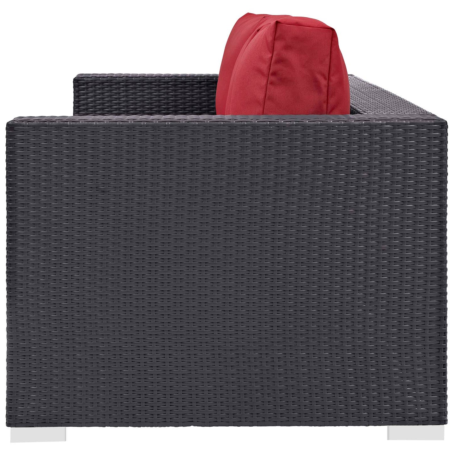 Convene 3 Piece Set Outdoor Patio with Fire Pit, Fabric Rattan Wicker, Red, 17595