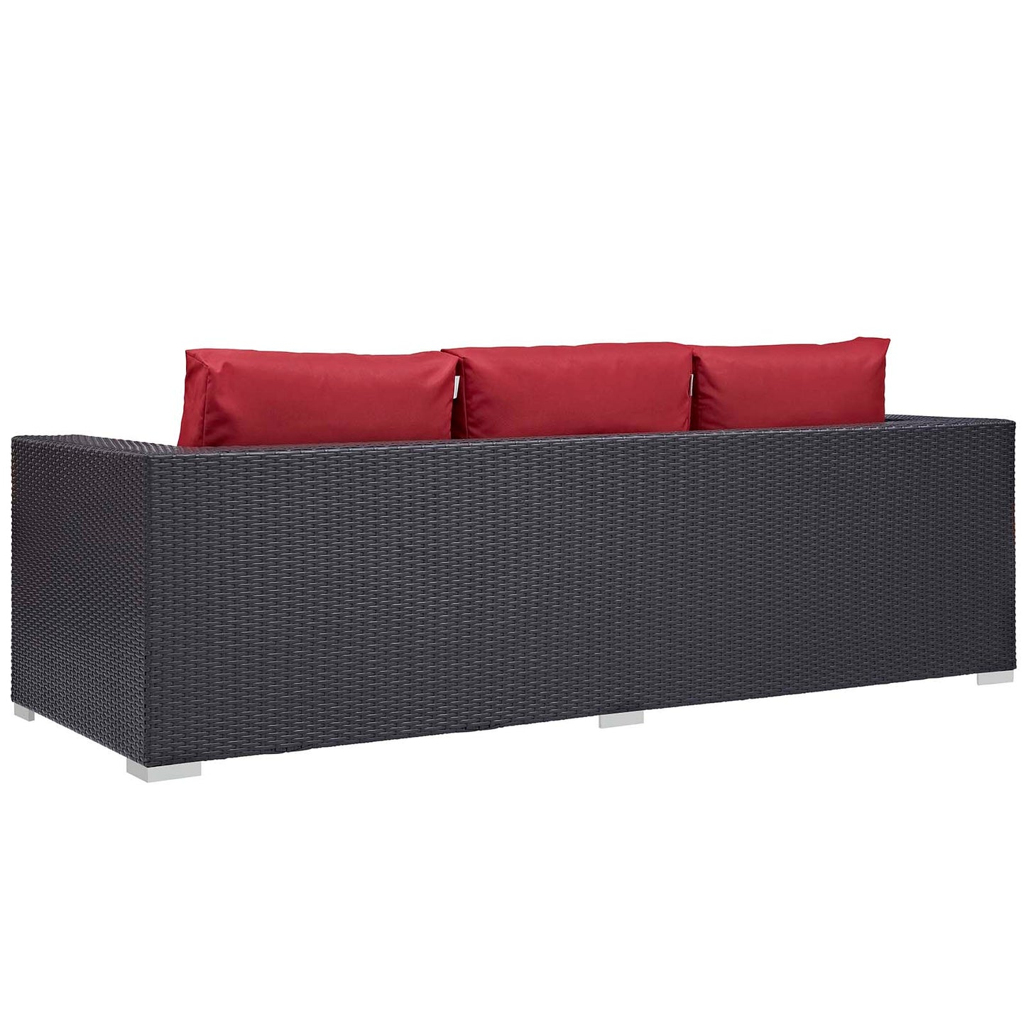 Convene 3 Piece Set Outdoor Patio with Fire Pit, Fabric Rattan Wicker, Red, 17595