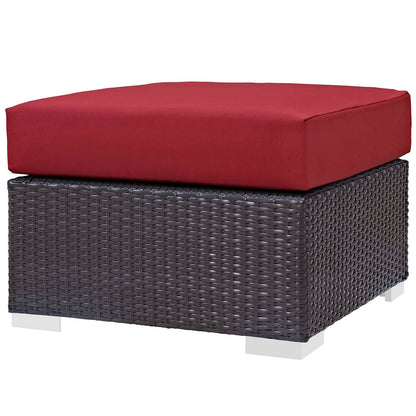 Convene 3 Piece Set Outdoor Patio with Fire Pit, Fabric Rattan Wicker, Red, 17595