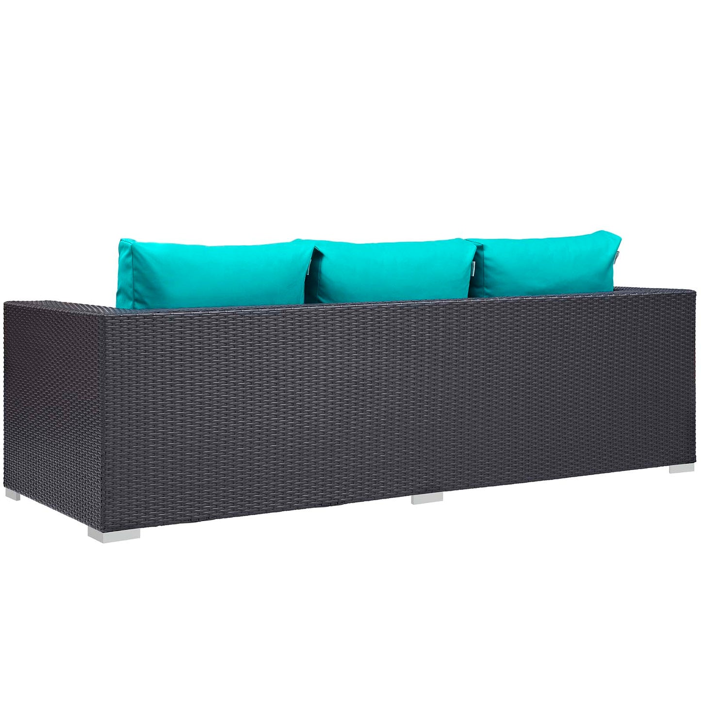 Convene 3 Piece Set Outdoor Patio with Fire Pit, Fabric Rattan Wicker, Blue, 17596