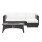 Convene 3 Piece Set Outdoor Patio with Fire Pit, Fabric Rattan Wicker, White, 17597