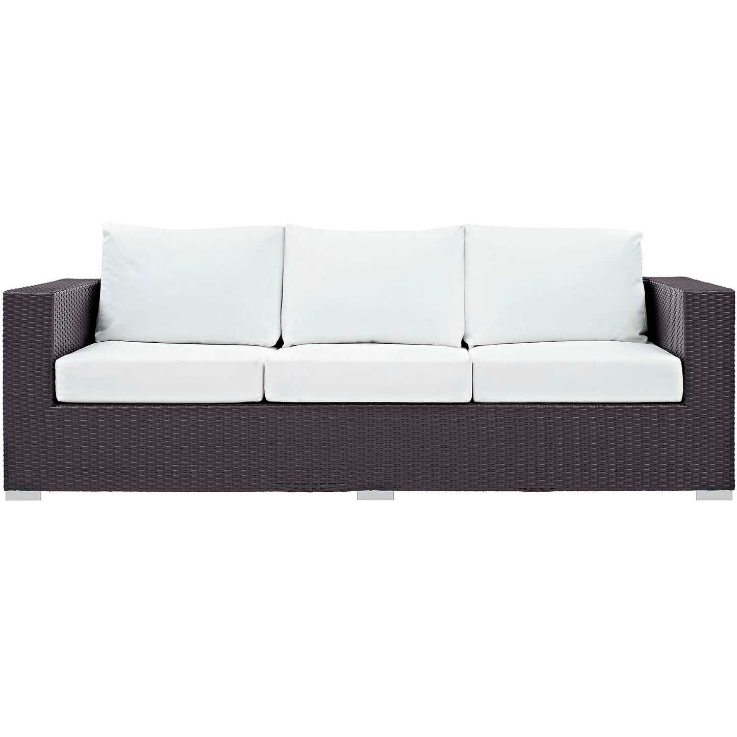 Convene 3 Piece Set Outdoor Patio with Fire Pit, Fabric Rattan Wicker, White, 17597