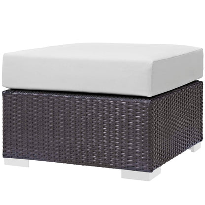 Convene 3 Piece Set Outdoor Patio with Fire Pit, Fabric Rattan Wicker, White, 17597