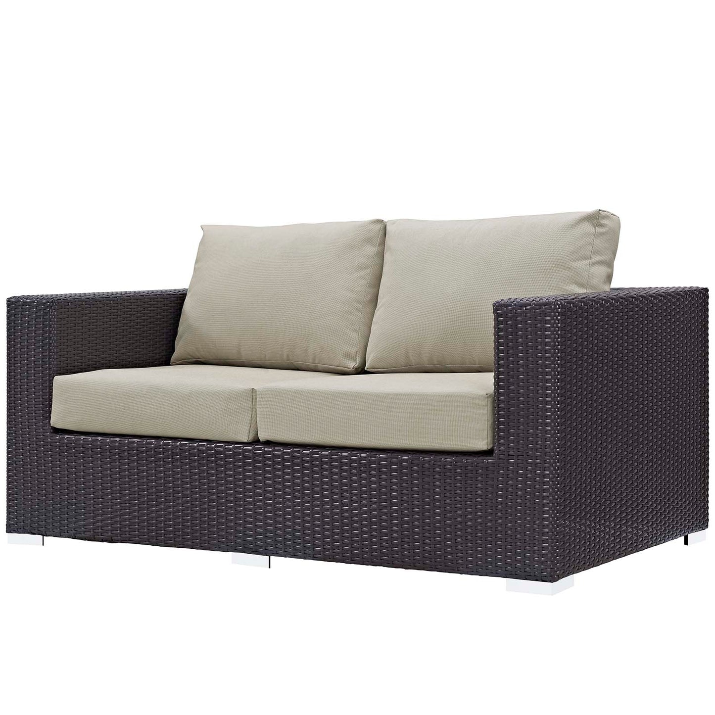 Convene 4 Piece Set Outdoor Patio with Fire Pit, Fabric Rattan Wicker, Beige, 17598