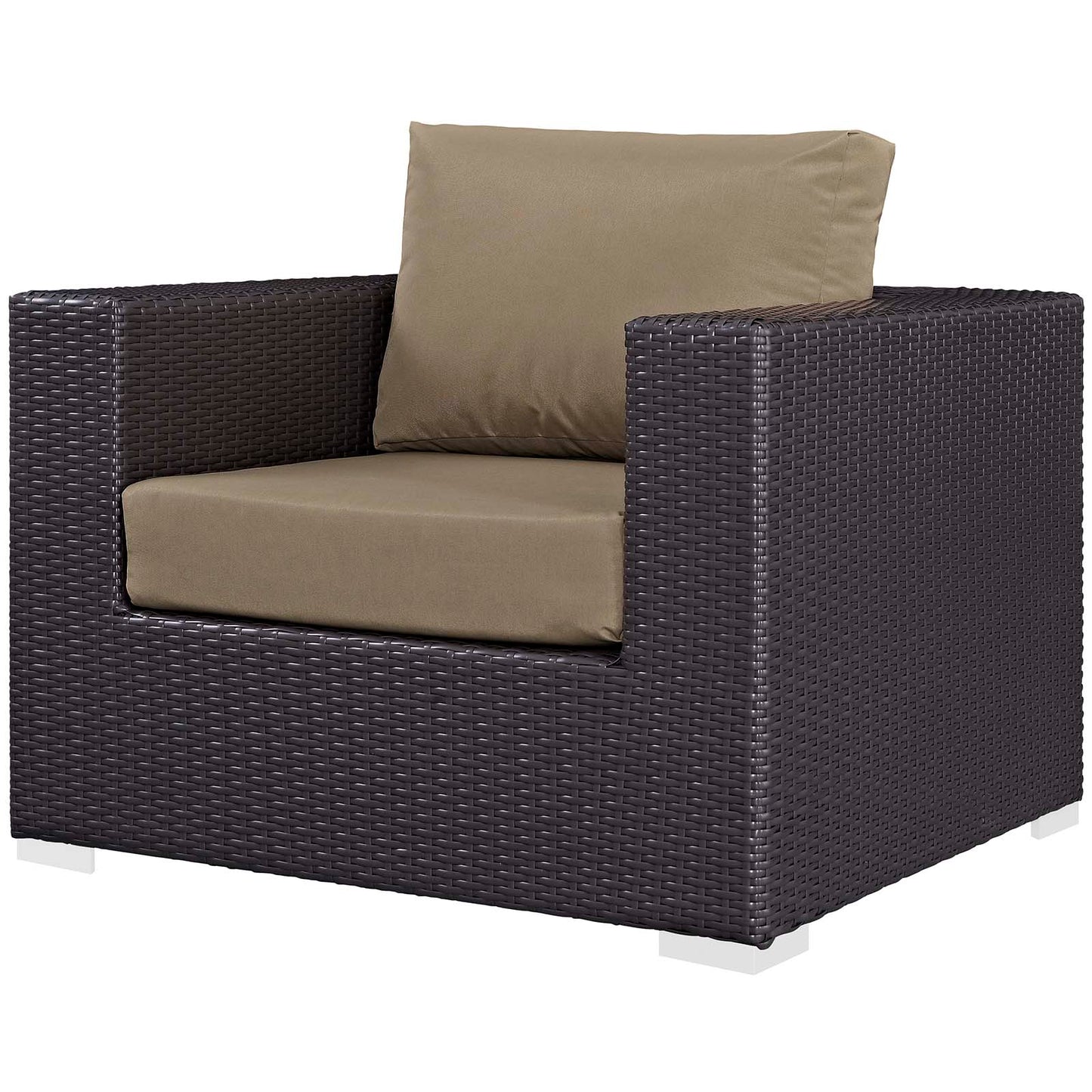Convene 4 Piece Set Outdoor Patio with Fire Pit, Fabric Rattan Wicker, Light Brown, 17599